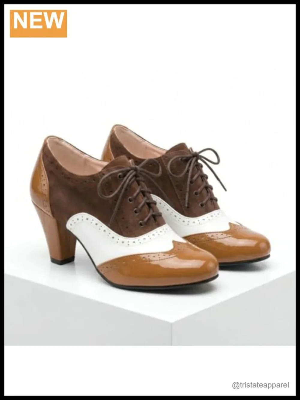 Women's Faux Leather Oxford Heels 1950s Mary Jane Platform Pumps